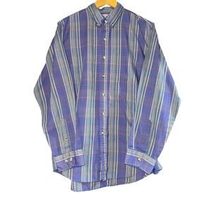 Vintage Mcgregor Plaid Button Down Shirt Striped Western Men's Large Blue Green